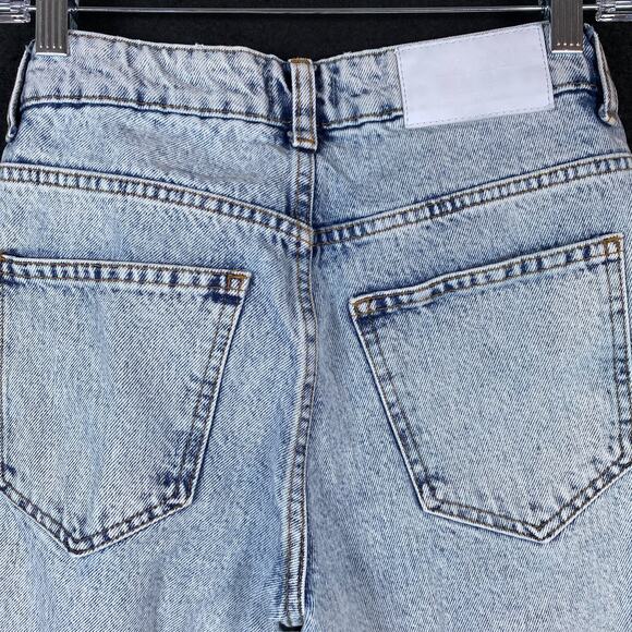 Boohoo Man Mens Jeans Blue Denim Slim Straight Raw Hems Distress 100% Cotton 28R - Picture 11 of 16